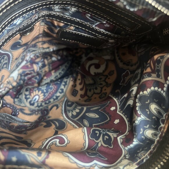 B. Makowsky Black Stitched Leather Crossbody Handbag Saddlebag Hobo - Picture 8 of 12